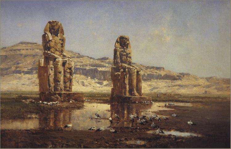 Victor Huguet The Colossi of Memnon. oil painting picture